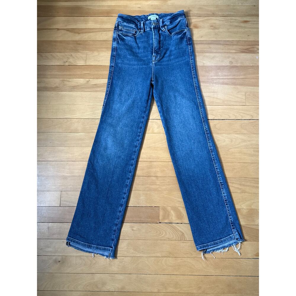 Good American Good Curve Straight Jeans Dark Wash 0 EUC